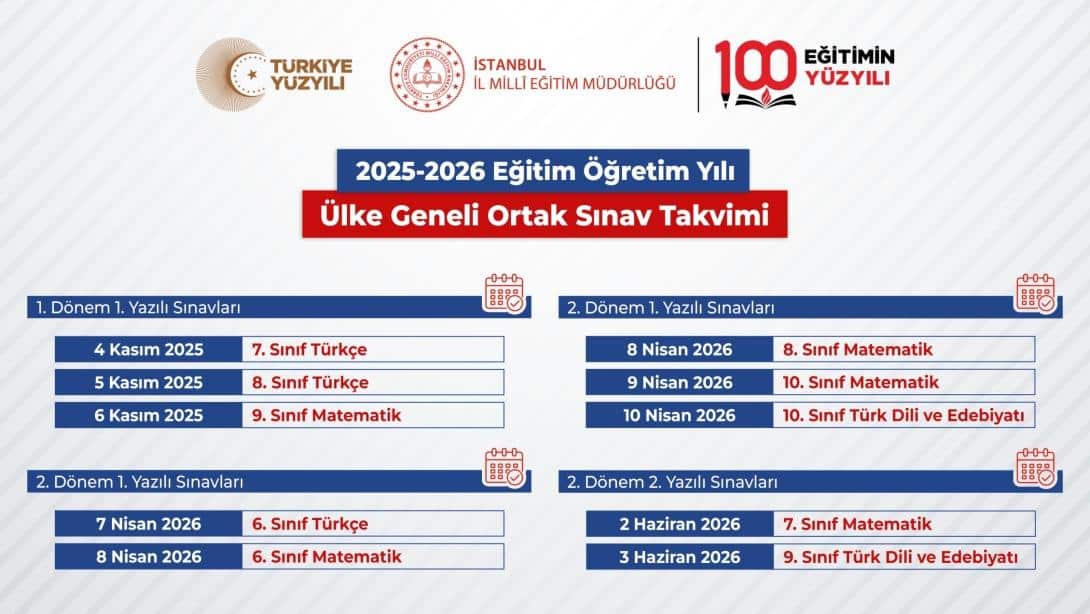 MEB Ortak Sınav Takvimi